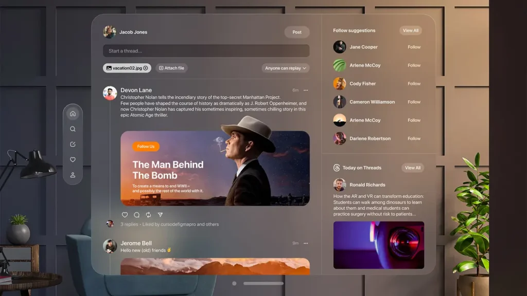 User interface of a social web application for AI-based content sharing