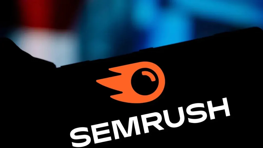 SEMrush logo on screen – Web Development Tool for SEO, Analytics, and Competitive Research